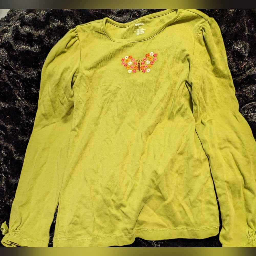 Gymboree Green Butterfly Girls Long Sleeves Shirt- 12